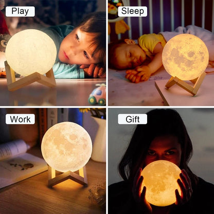 3D‑Mondlampe – LED‑Nachtlicht mit Ständer, Farbwechsel & Akku – für Schlafzimmer, Kinder & Geschenkidee