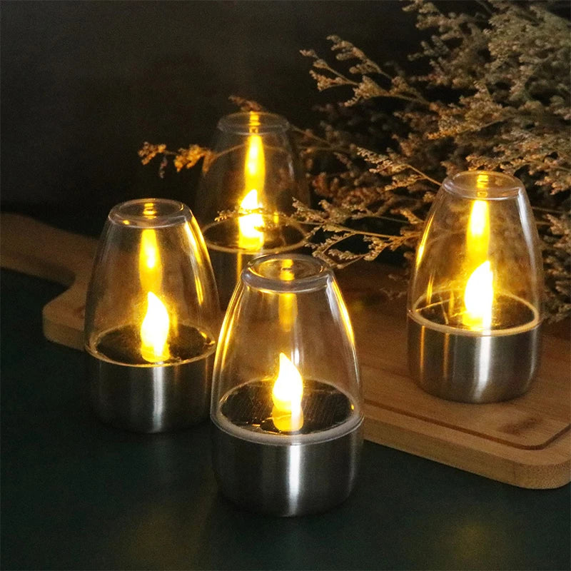 Solar‑LED‑Kerzen – Flammenfrei, Wasserdicht, Aufladbar, für Garten, Hochzeit & Feier