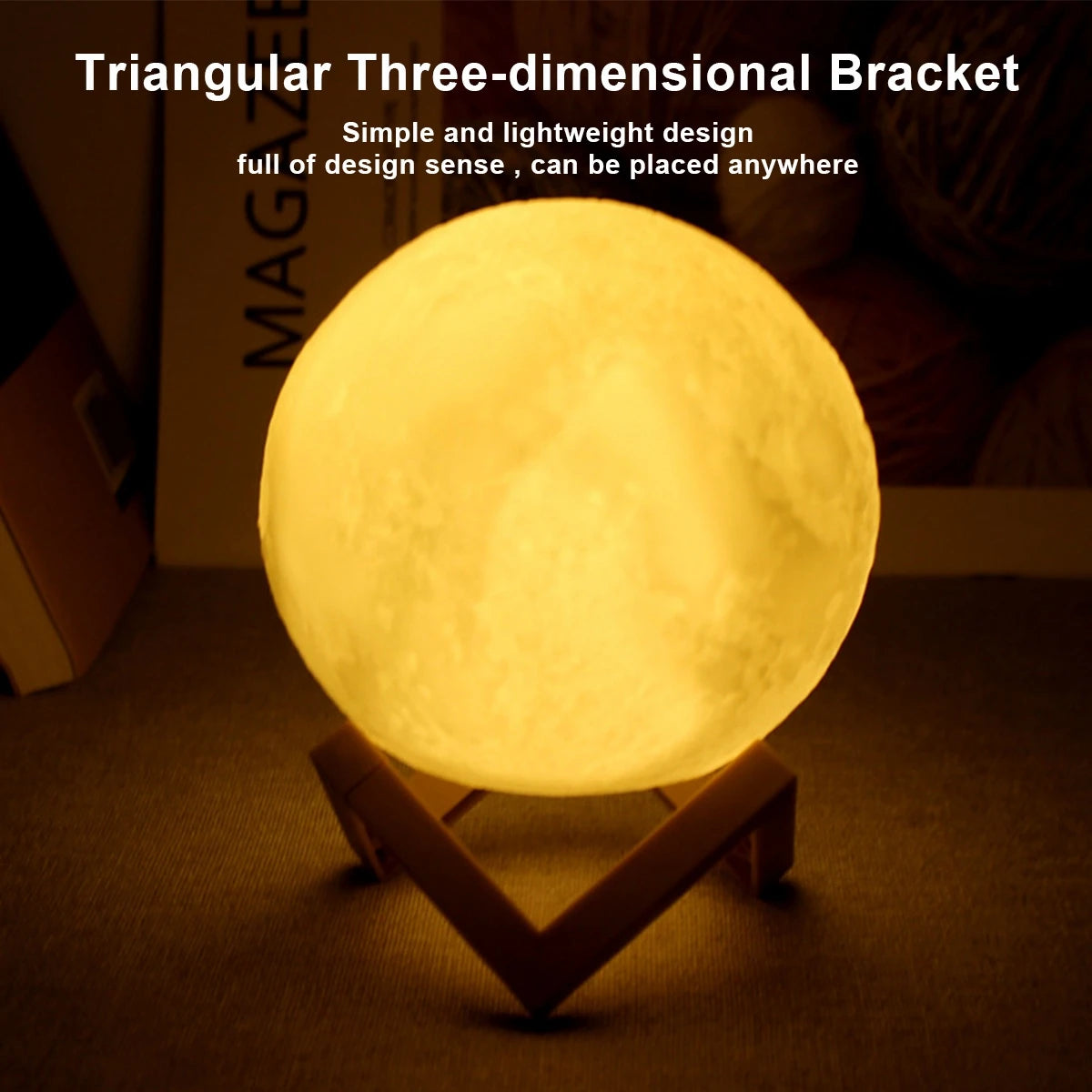 3D‑Mondlampe – LED‑Nachtlicht mit Ständer, Farbwechsel & Akku – für Schlafzimmer, Kinder & Geschenkidee