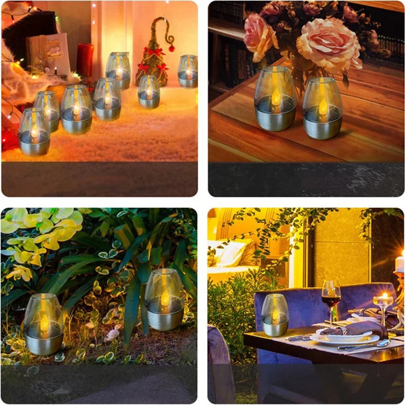 Solar‑LED‑Kerzen – Flammenfrei, Wasserdicht, Aufladbar, für Garten, Hochzeit & Feier