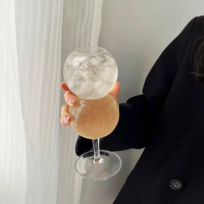 Kreatives Doppel‑Kugel‑Glas – Elegantes Stielglas für Cocktails, Sekt, Wein & Erfrischungen