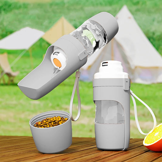 2‑in‑1 Reise‑Trinkflasche mit Futterfach – Wasser + Futter für unterwegs