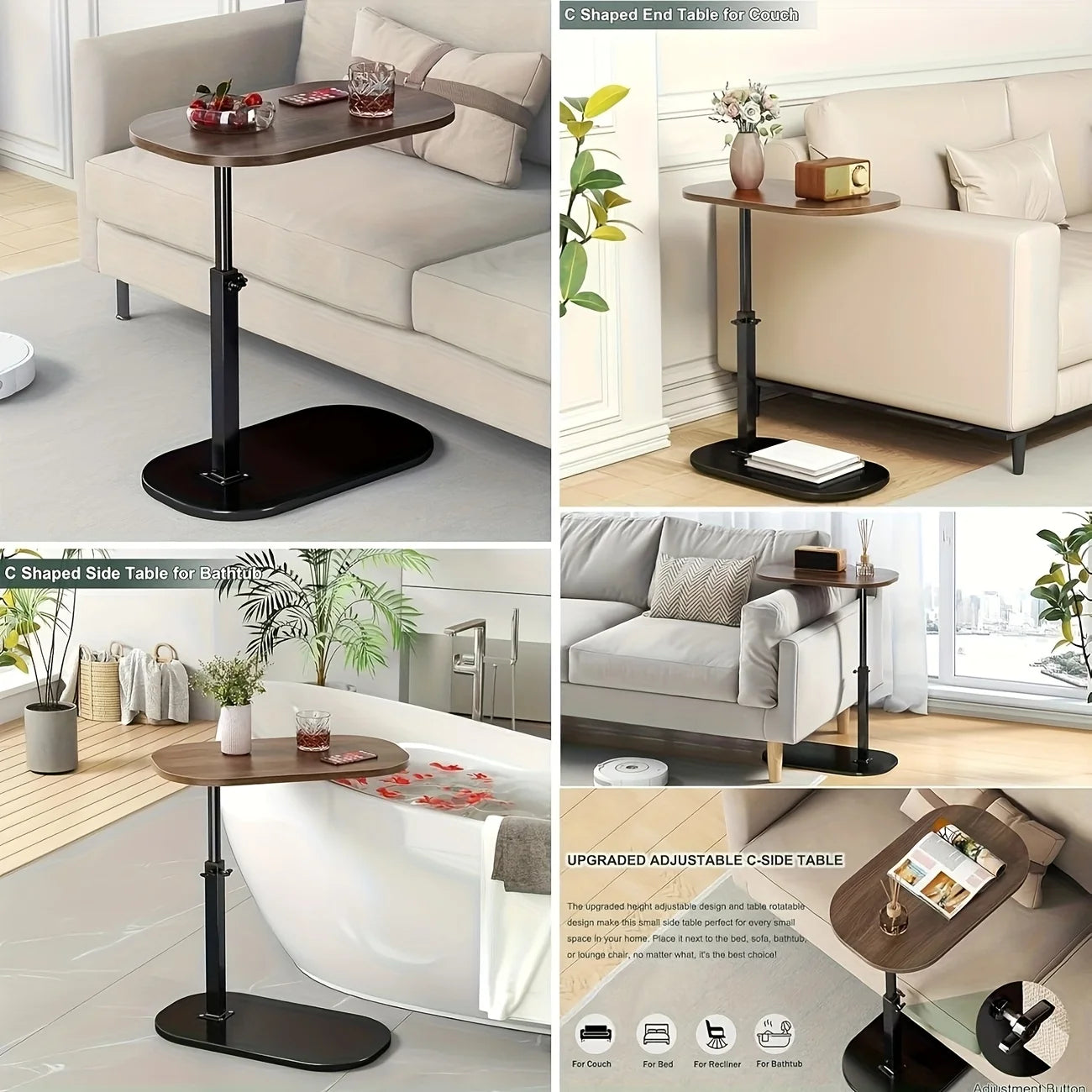 Höhenverstellbarer Sofa‑ & Beistelltisch – flexibel für Wohnen, Arbeit & mehr