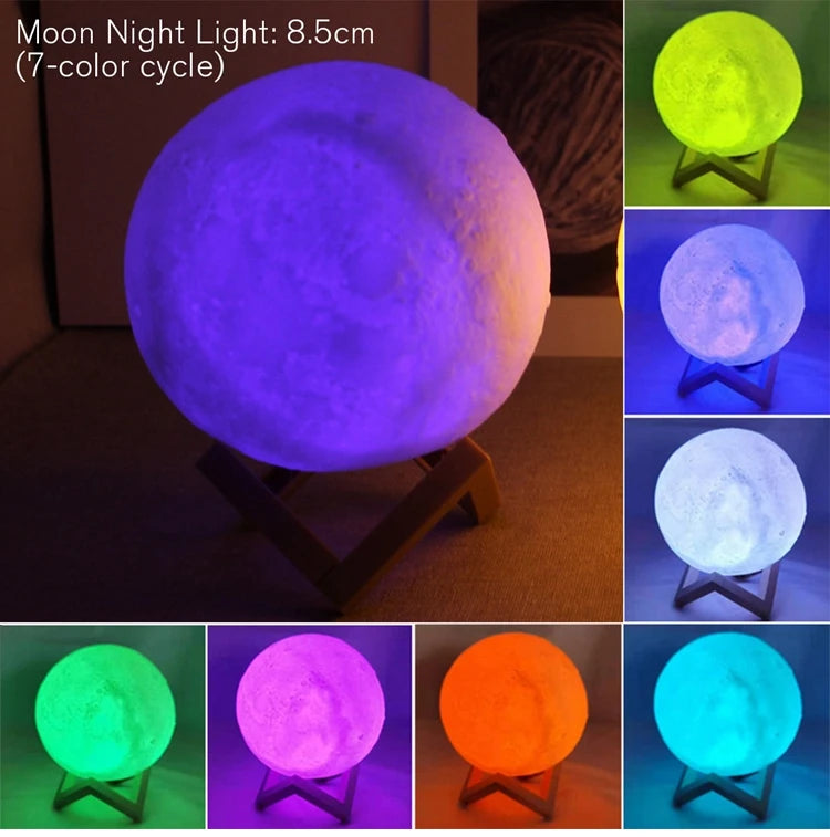 3D‑Mondlampe – LED‑Nachtlicht mit Ständer, Farbwechsel & Akku – für Schlafzimmer, Kinder & Geschenkidee