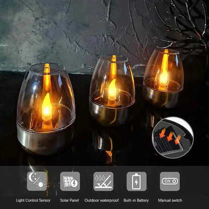 Solar‑LED‑Kerzen – Flammenfrei, Wasserdicht, Aufladbar, für Garten, Hochzeit & Feier